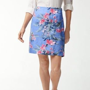 NWT Tommy Bahama Madeira Tropical Floral Linen Blue Pink Skirt Size 0